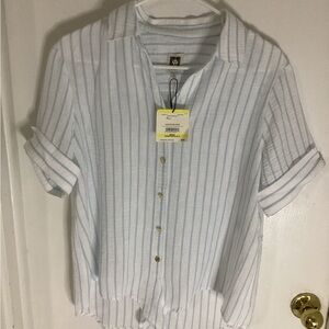 Anne Klein NWT Womens Tie Front Button down Top Size Medium